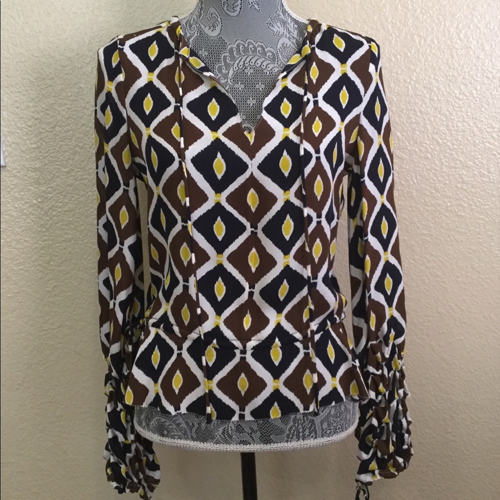 NEW! Tory Burch 100% Silk Gathered Sleeve Blouse